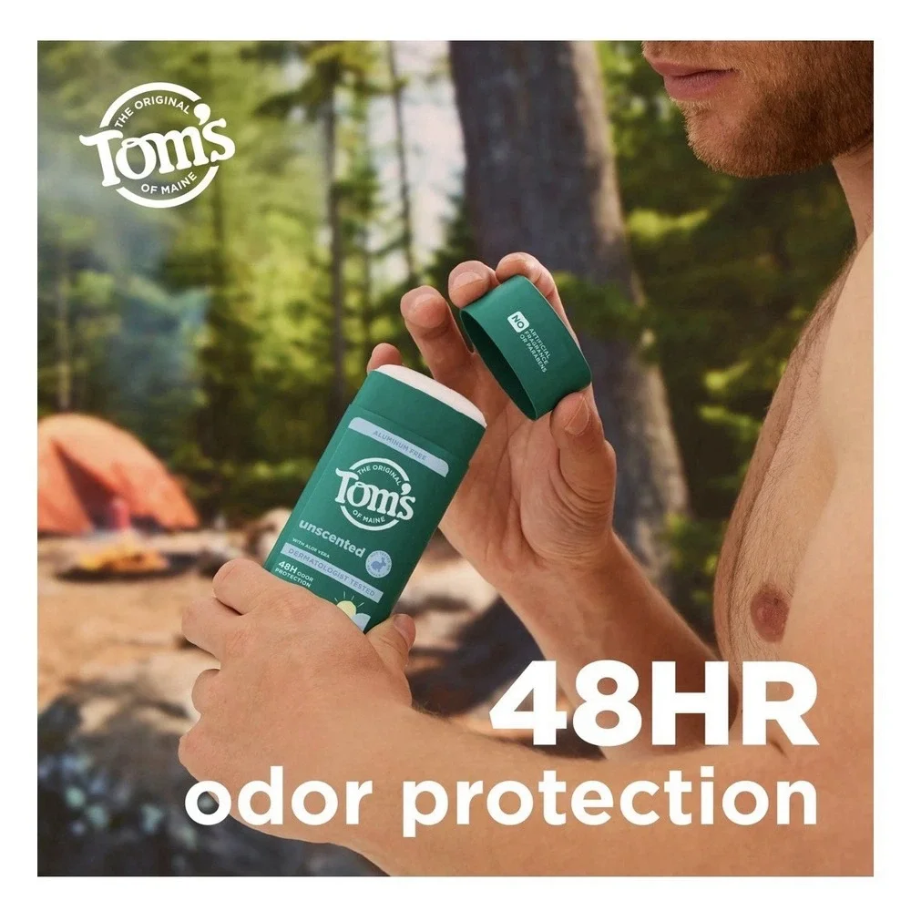 Tom's of Maine Aluminum-Free Natural Deodorant, Unscented, 2-Pack